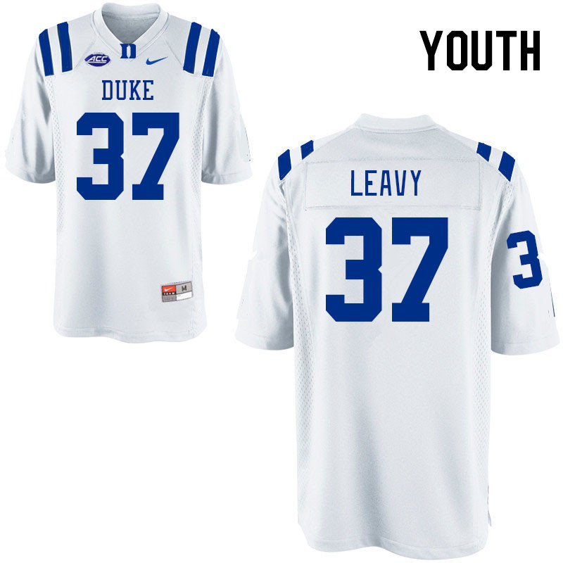 Youth #37 Ryan Leavy Duke Blue Devils College Football Jerseys Stitched-White